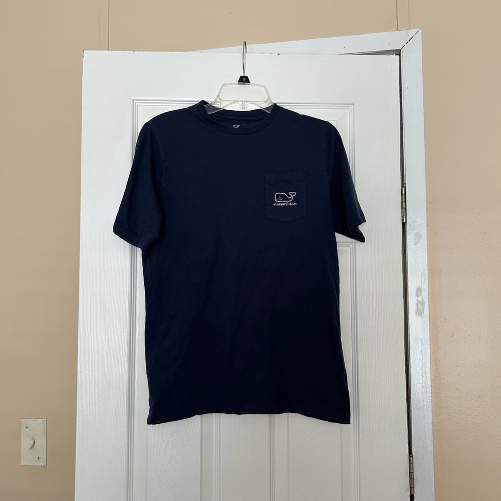 Vineyard Vines Navy Short Sleeve Pocket Tee with Whale Logo